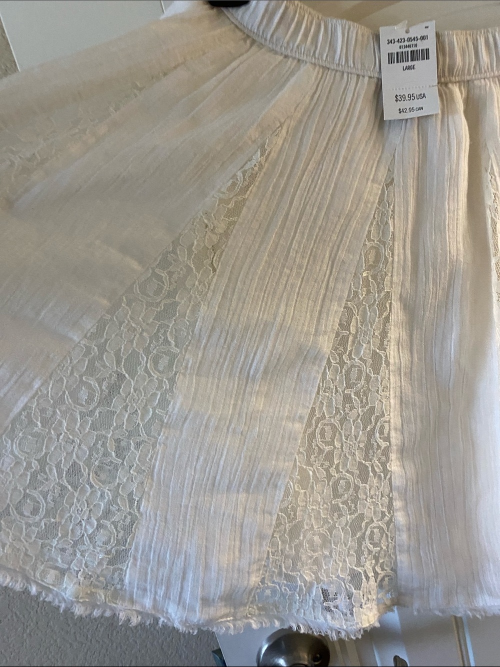 White Lace-Panel Women's Skirt